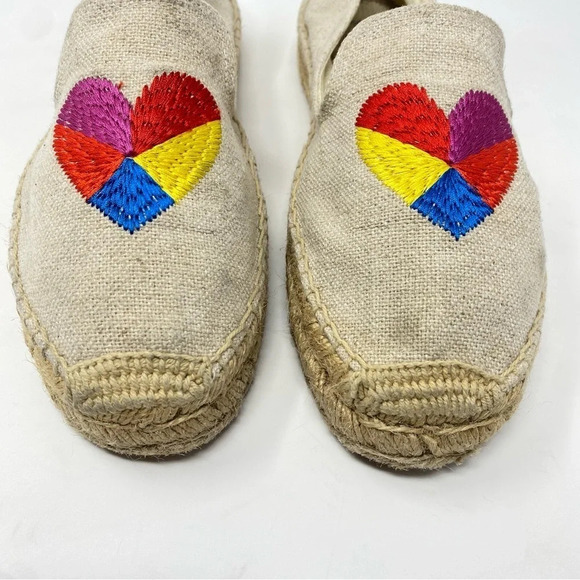 Soludos x Anthropologie rainbow heart espadrilles size 8 slip on embroidered - Picture 3 of 9